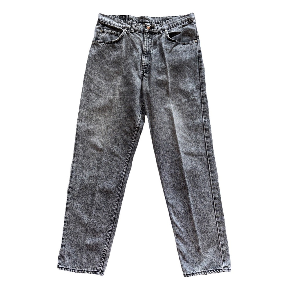 Vintage 80's Brittania Black Gray Acid Stone Washed Denim Jeans Men's 36X30 (35)